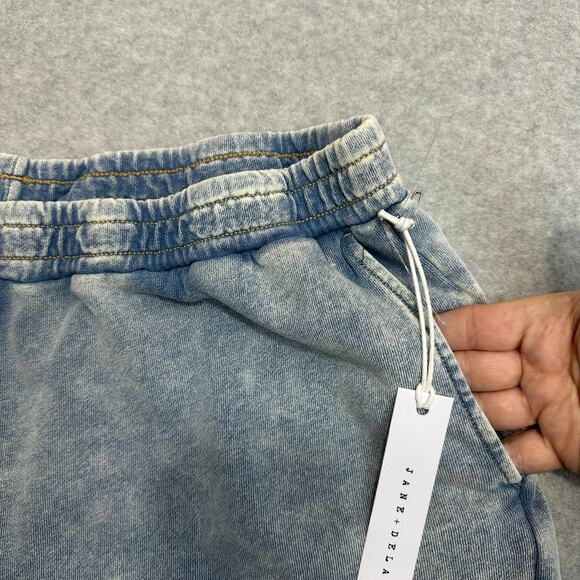 Jane+Delancey Shorts SZ L Blue Acid Wash Elastic Waistband Stretch Pull On Terry - Picture 5 of 8